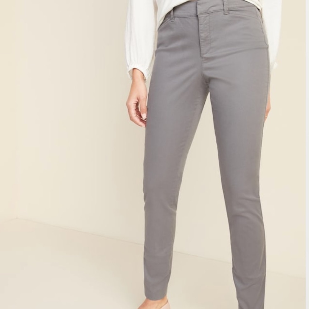 Gray Mid Rise Pants